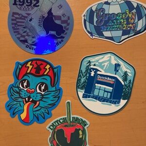 Lot of 5 Rare Hard to find Arizona Dutch Bros Christmas, Halloween stickers